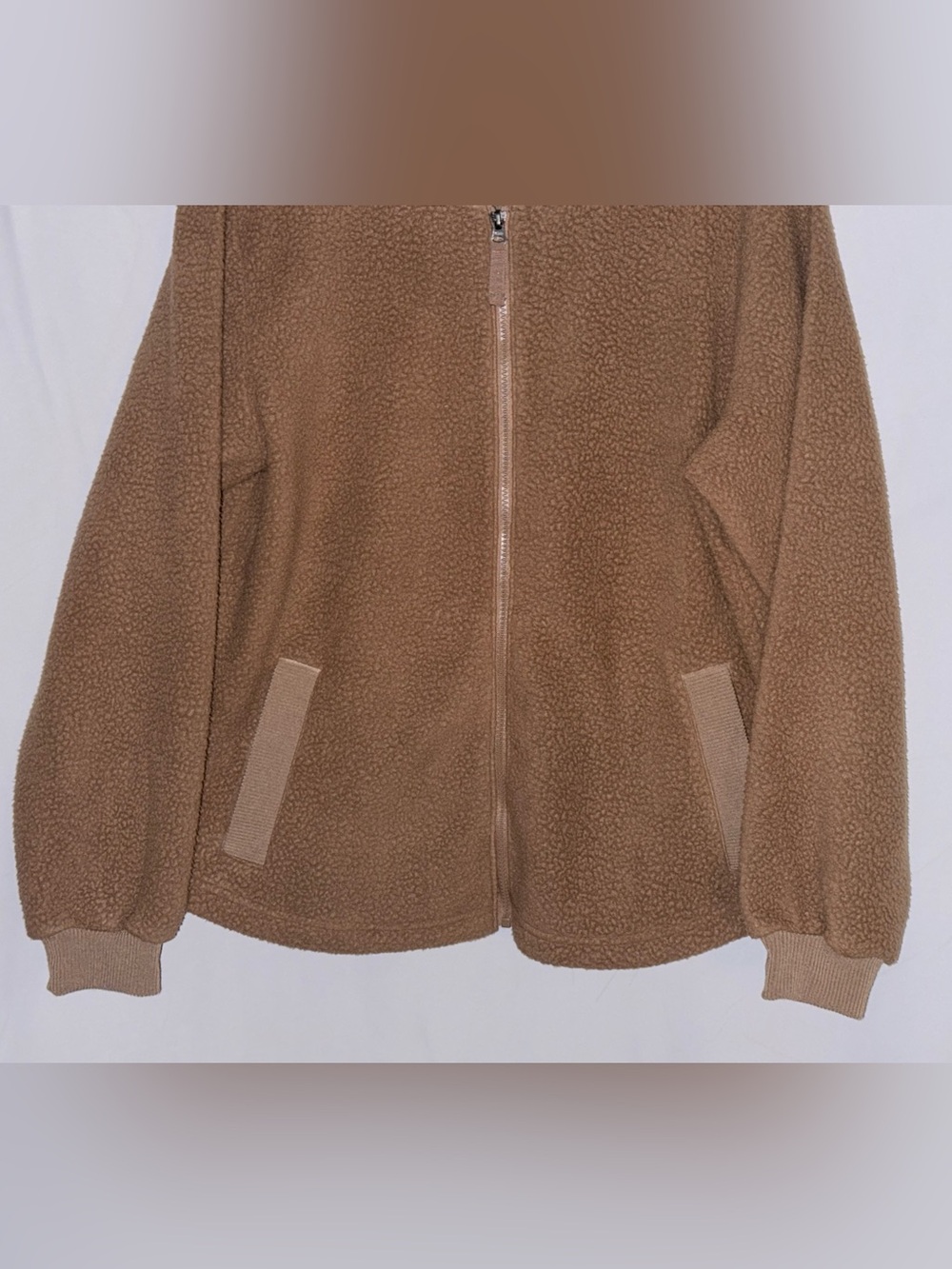 Eddie Bauer Camel Faux Shearling Bomber Jacket size Medium - Picture 5 of 13